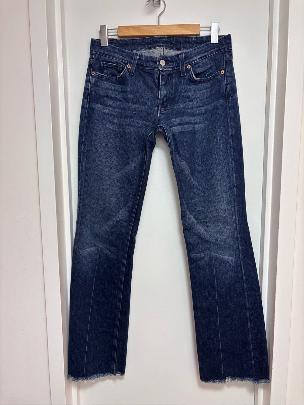 7 for All Mankind Dark Blue Women's Straight-Leg Jeans